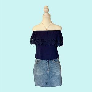 Navy Off-Shoulder Top